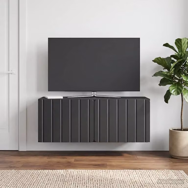 vidaXL Mobile Porta TV da Muro Moderno in MDF Nero L: 78,5 cm, P: 31 cm, H: 30 cm