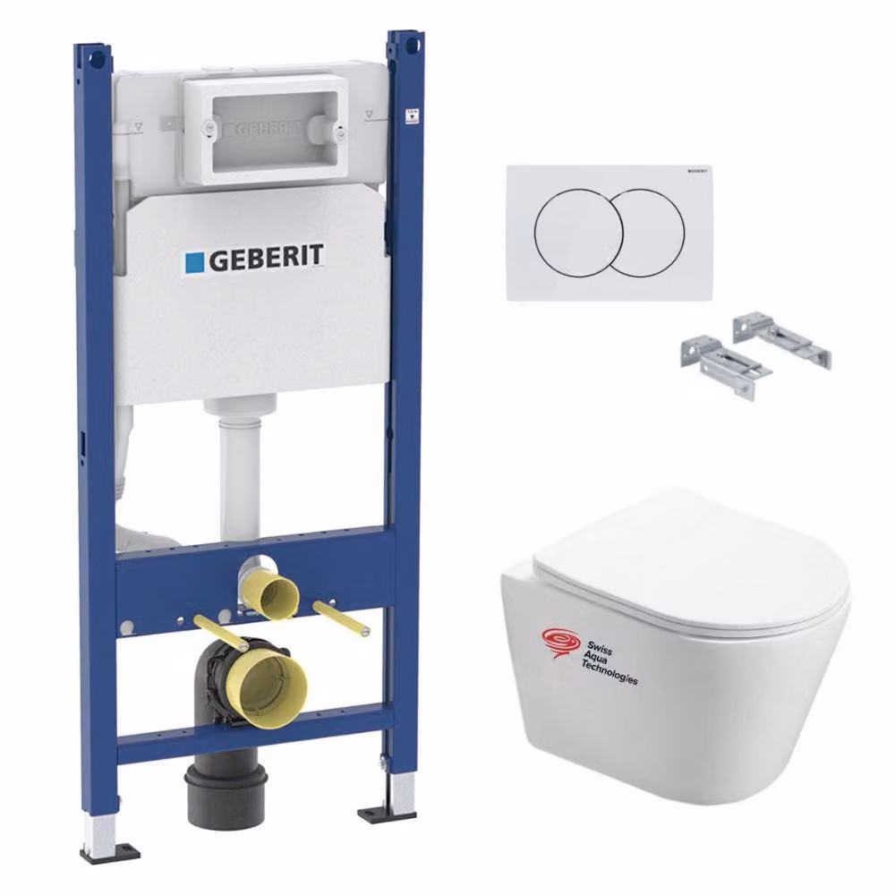 Set WC sospeso con modulo Geberit Duofix e WC senza bordo SAT Infinitio