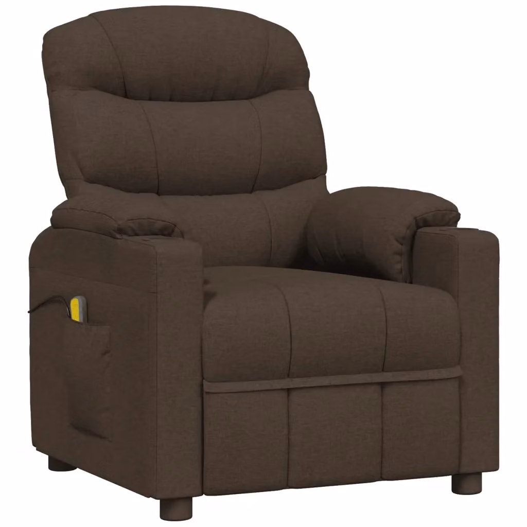 Poltrona relax reclinabile vidaXL in tessuto marrone con braccioli e struttura in legno e metallo – 2