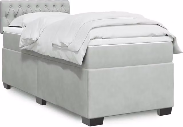 Letto Ibrido con Materasso a Molle vidaXL in Velluto Grigio e Bianco L/P: 100 x 200 cm