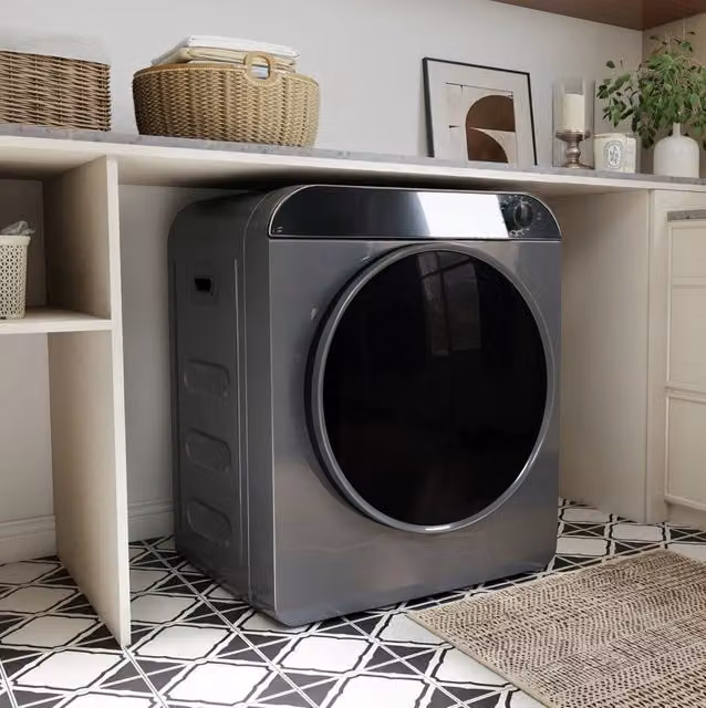 Asciugatrice compatta 5 kg con 4 programmi; sterilizzazione e montaggio a parete; grigio argento