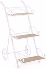 Portapiante Yes Everyday GUENDA in acciaio con 3 ripiani e ruote, Bianco, L: 54 cm, P: 34 cm, H: 78 cm