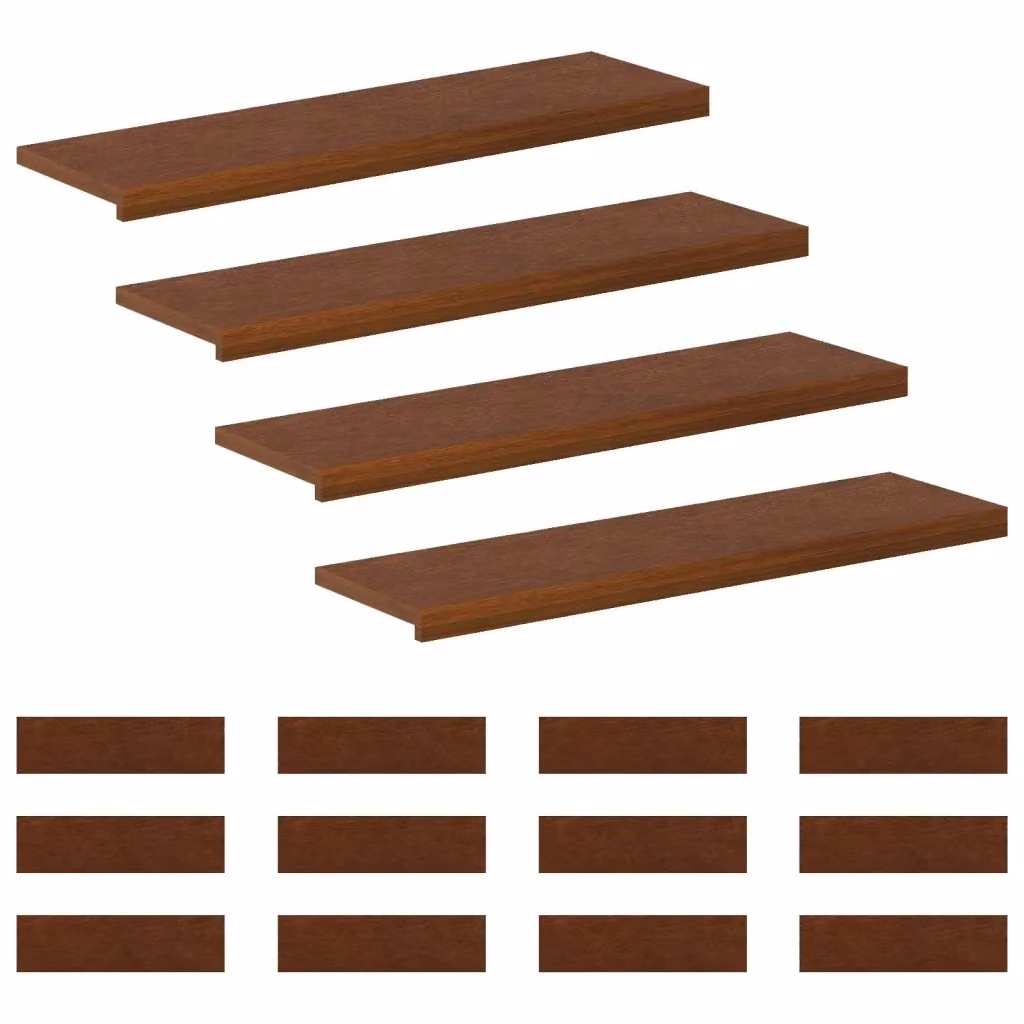 Set di 16 gradini per scale vidaXL in legno effetto quercia marrone scuro L 90 cm x P 25 cm x H 2 cm – 2