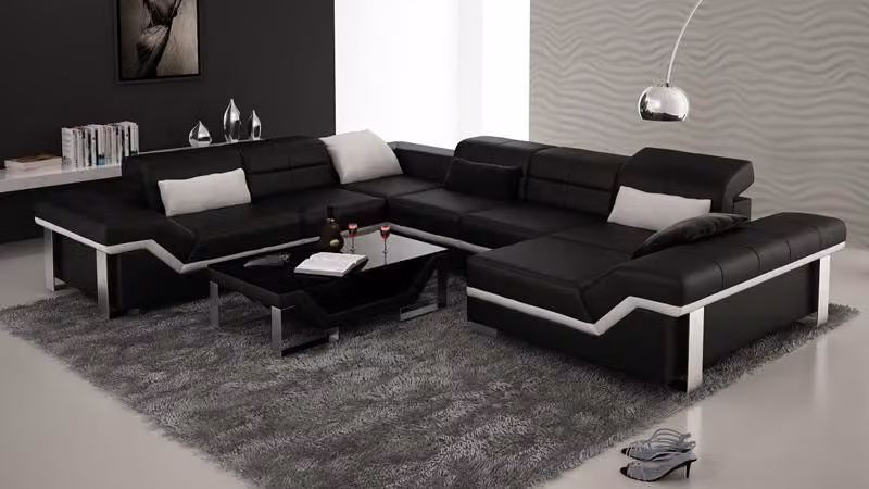 Moderne Sitzecke Ledersofa Ecksofa Sofa Polster Couch Wohnlandschaft Eckgarnitur