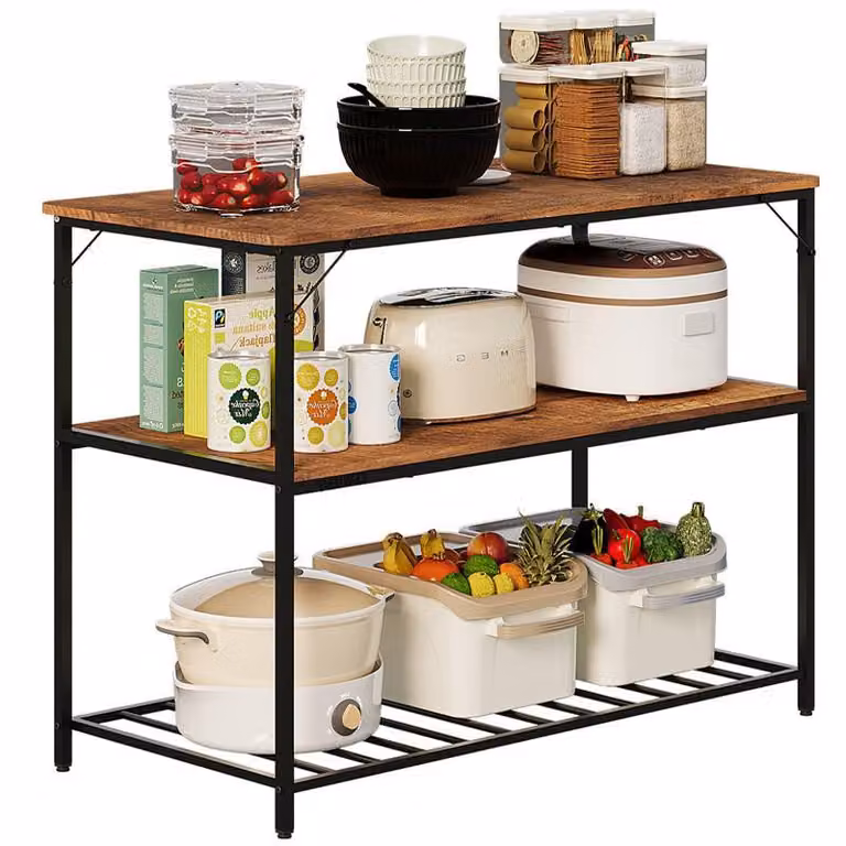 Mobile Da Cucina, Isola, Ripiano, Stile Loft, Industriale, Rustico, Marrone, 120 Cm