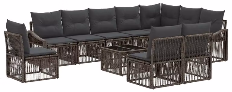 Set Divano da Giardino 11 pcs Grigio polyrattan