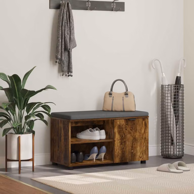vidaXL Panca per ingresso con scarpiera in legno rovere marrone L 80 x P 38 x H 46 cm