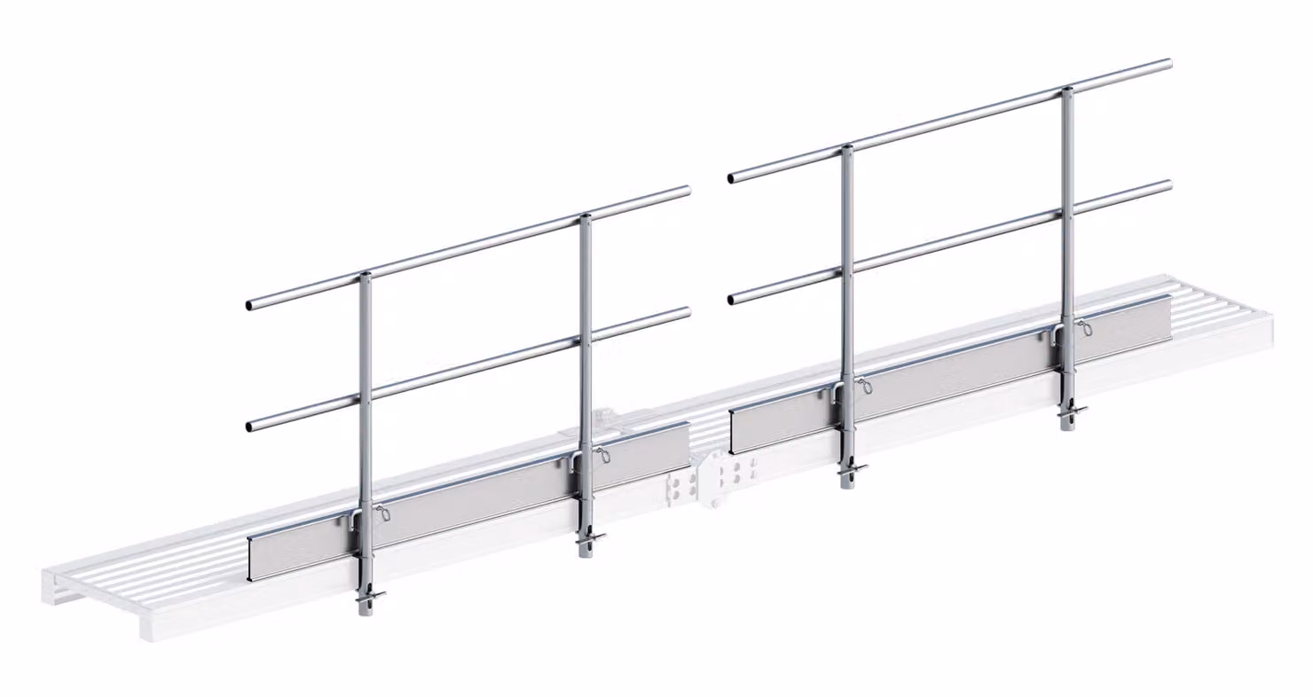 Layher Protezione laterale per passerella in alluminio 600 pieghevole, lunghezza 5,10 m
