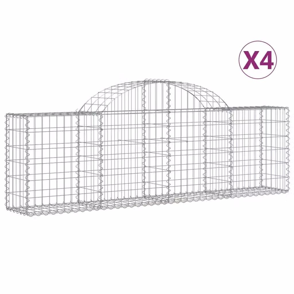 Set di 4 Cesti Gabbioni ad Arco vidaXL in Acciaio Zincato Argento L: 200 cm, P: 30 cm, H: 60/80 cm – 2