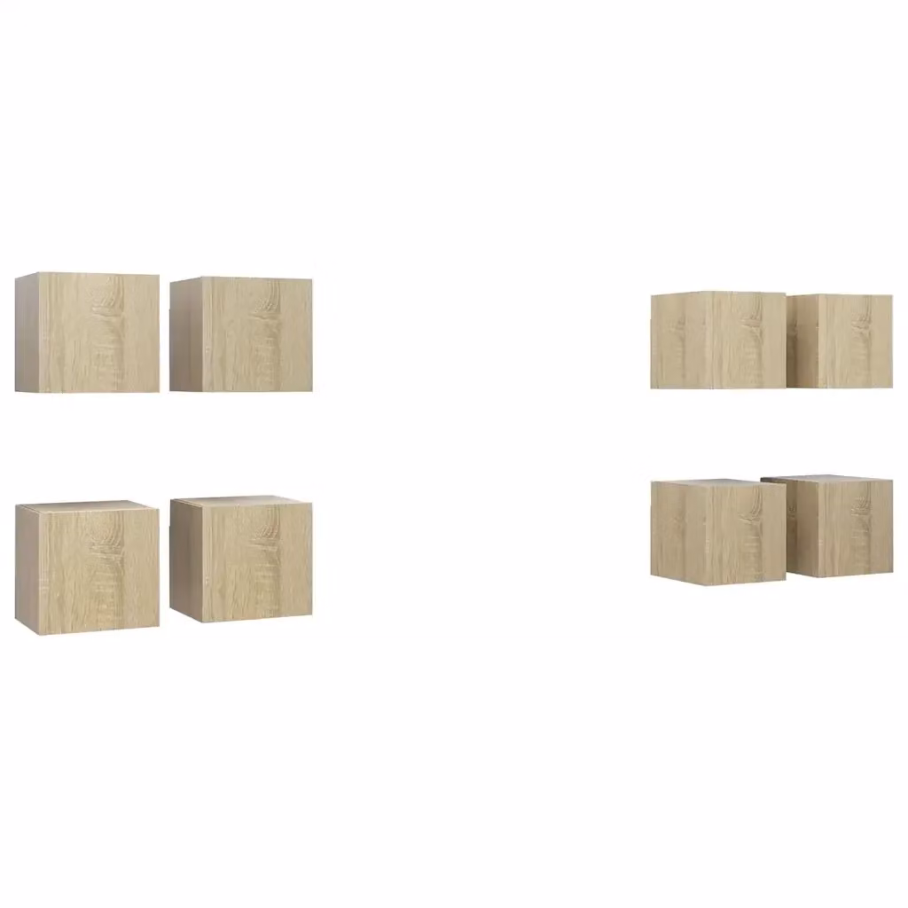Set di 8 mobili TV da parete moderni vidaXL in legno rovere color beige e marrone L/P/H: 30,5 x 30 x 30 cm – 2
