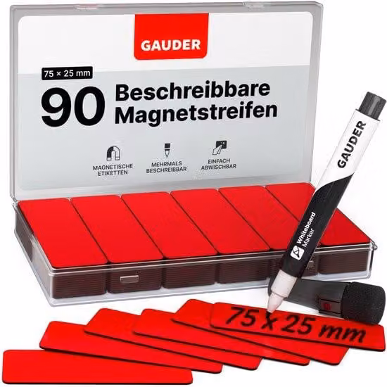 Etichette magnetiche personalizzabili, bianche, 90 pezzi, 75 x 25 mm