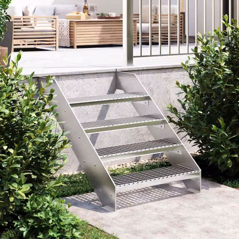 Gradino in griglia vidaXL in acciaio zincato color argento L 70 cm x P 24 cm x H 7 cm