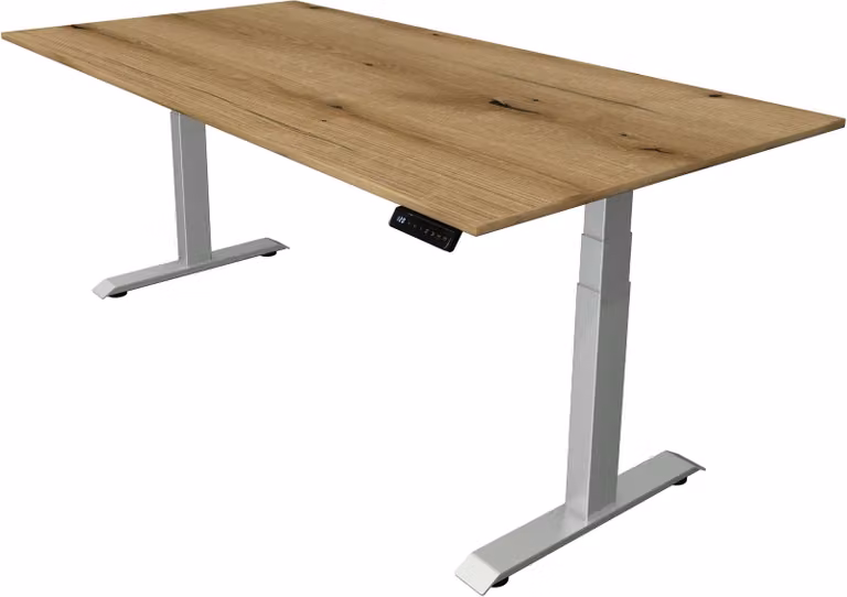 Scrivania Move 4 regolabile elettricamente in altezza, colore struttura:argento, dimensioni piano d'appoggio:200 x 100 cm, colore piano d'appoggio:rovere
