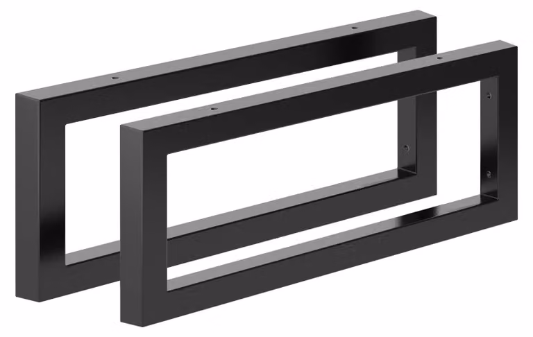 Console per lavabo da 50 cm, finitura nera opaca, acciaio, confezione da 2 pezzi