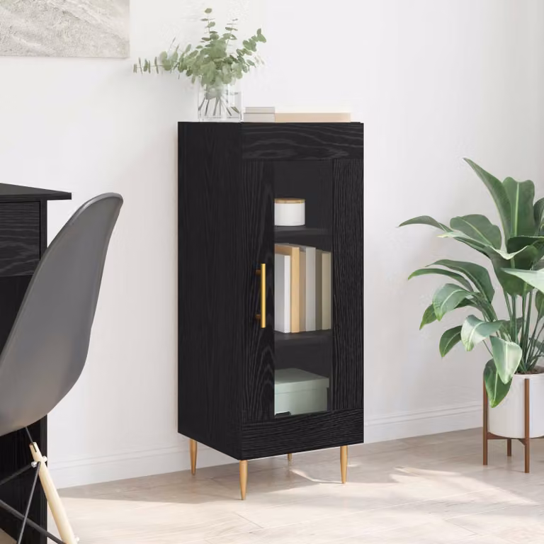 Credenza moderna vidaXL in legno ingegnerizzato nero, L: 34 cm, P: 34,5 cm, H: 90 cm