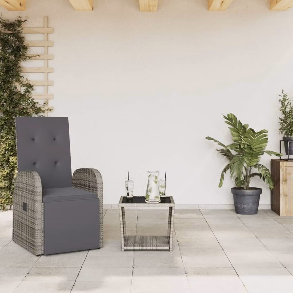 Maison Exclusive - Set da Pranzo da Giardino 2 pz con Cuscini in Polyrattan Grigio
