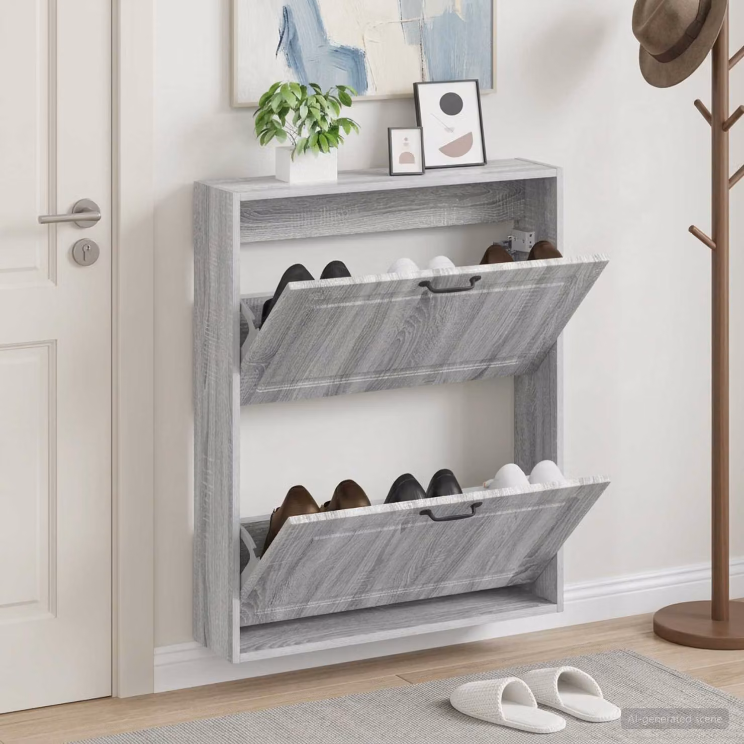vidaXL Mobiletto per Scarpe da Muro UTRECHT Moderno con Scomparti Basculanti, L: 71 cm, P: 17 cm, H: 86 cm