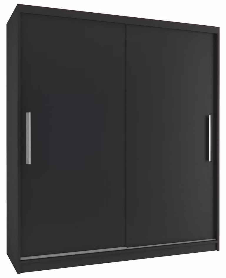 BELINI Verona, armadio scorrevole da 133 cm, nero opaco - armadio per l'ingresso con asta appendiabiti, ideale per la camera da letto