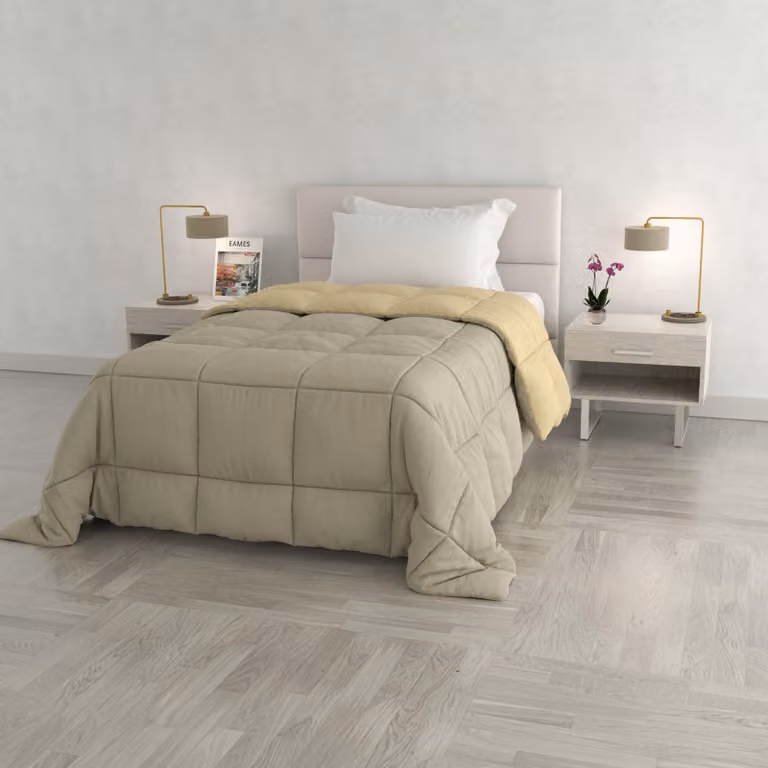Coperta invernale, elegante, color grigio tortora/crema, 170x260 cm