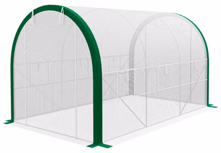 Serra in pellicola 3,58 x 2,1 x 2,1 m serra a tunnel con porta a rulli per giardino e balcone, acciaio zincato, bianco