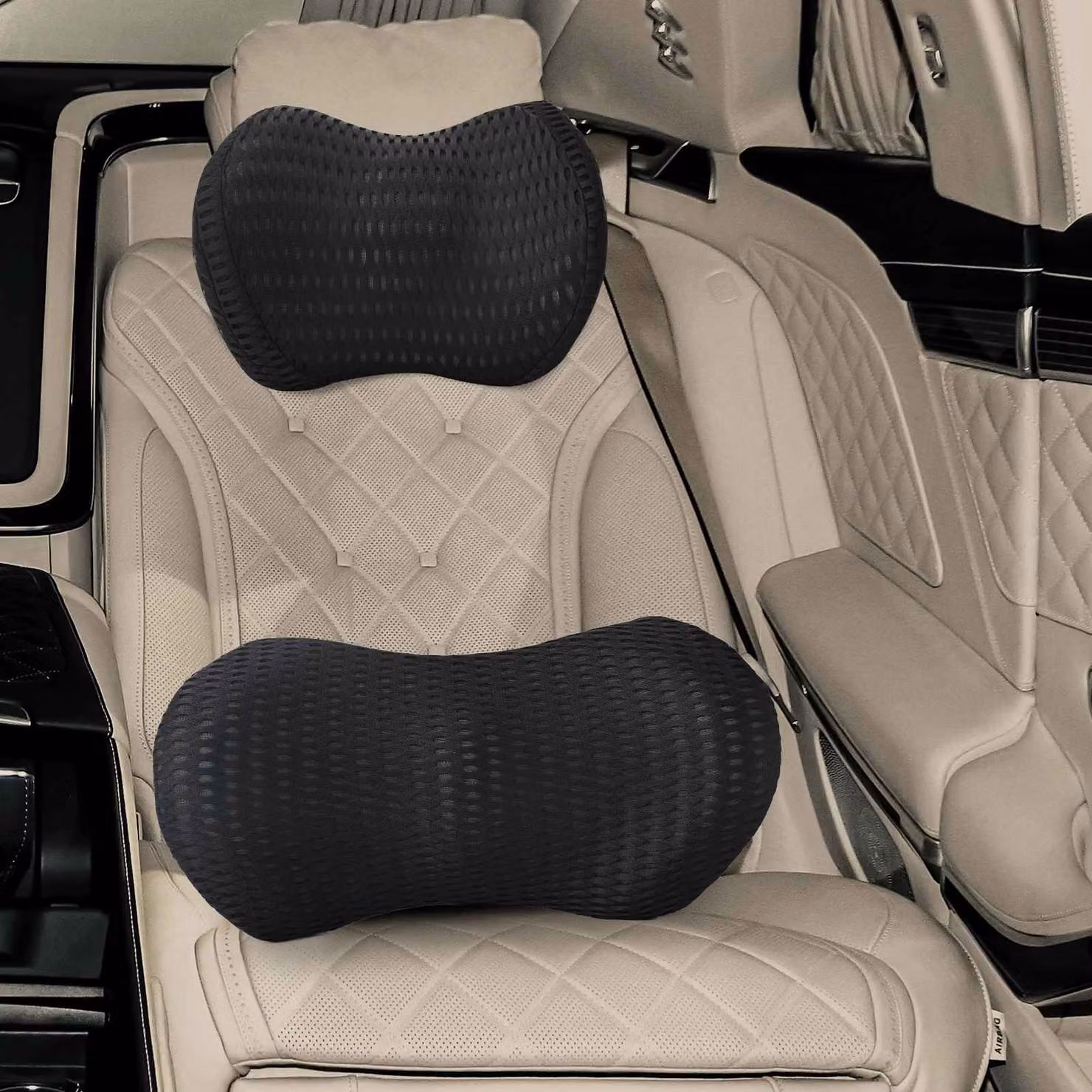 Cuscino cervicale e lombare vidaXL in memory foam traspirante nero con rivestimento lavabile