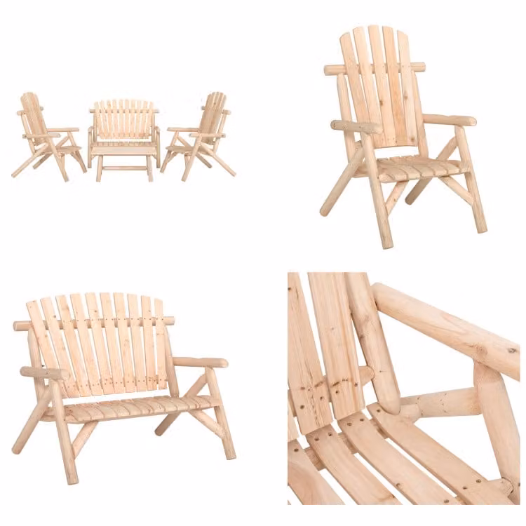 vidaXL Set da salotto da giardino da 4 pezzi in legno massello di abete - Set da salotto per esterno - Set di mobili da giardino per relax - Set da salotto - Set di mobili da giardino