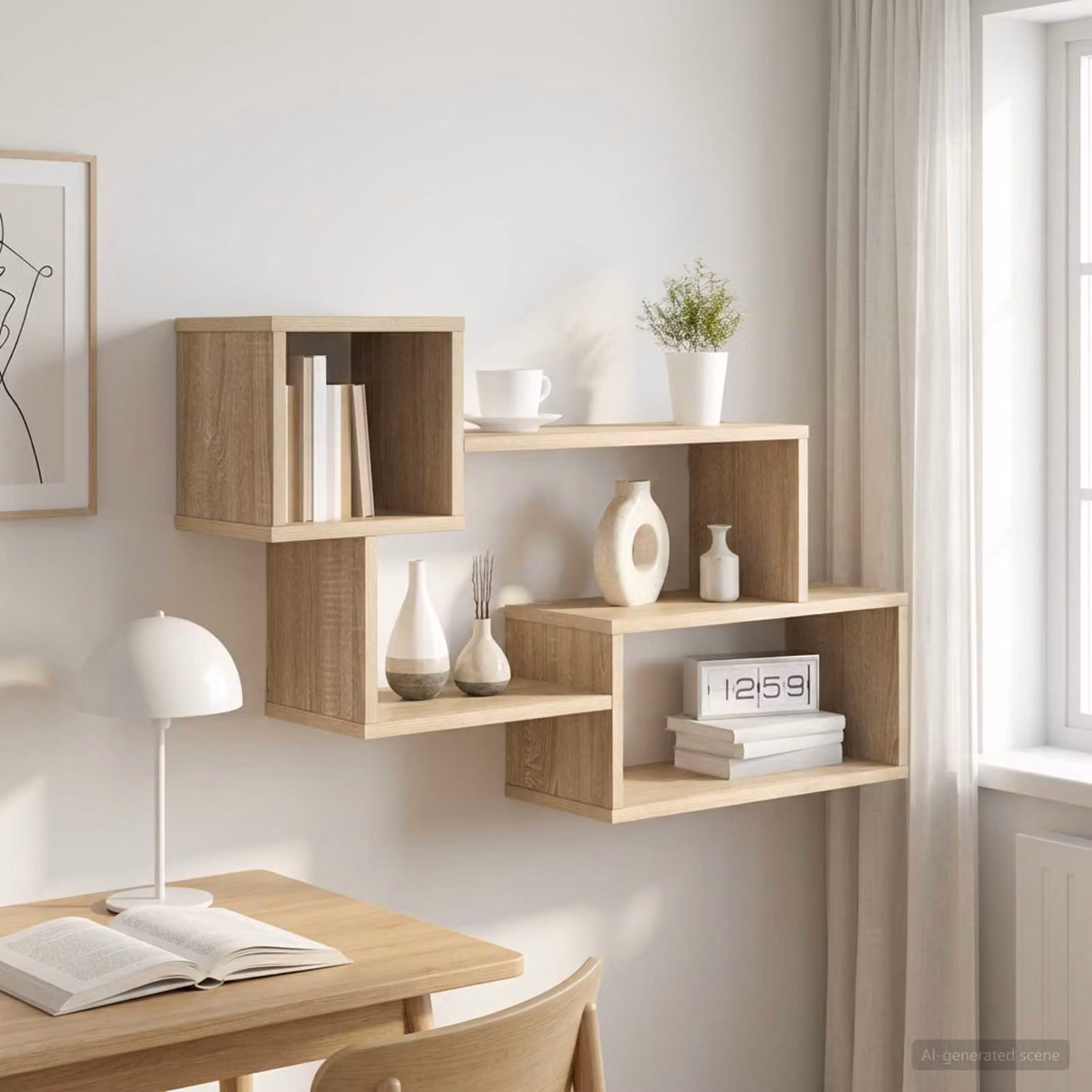 vidaXL Mensola sospesa da parete moderna in Rovere Sonoma, Marrone, L: 87 cm, P: 20 cm, H: 55 cm