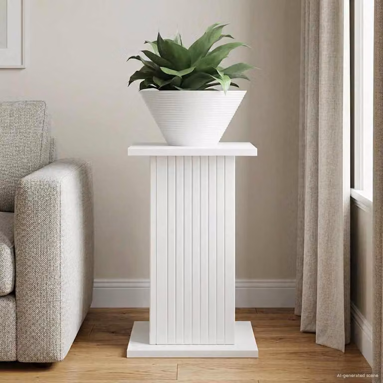 vidaXL Supporto per piante moderno in legno MDF Bianco Lucido L/P/H: 30,5 x 30 x 43 cm