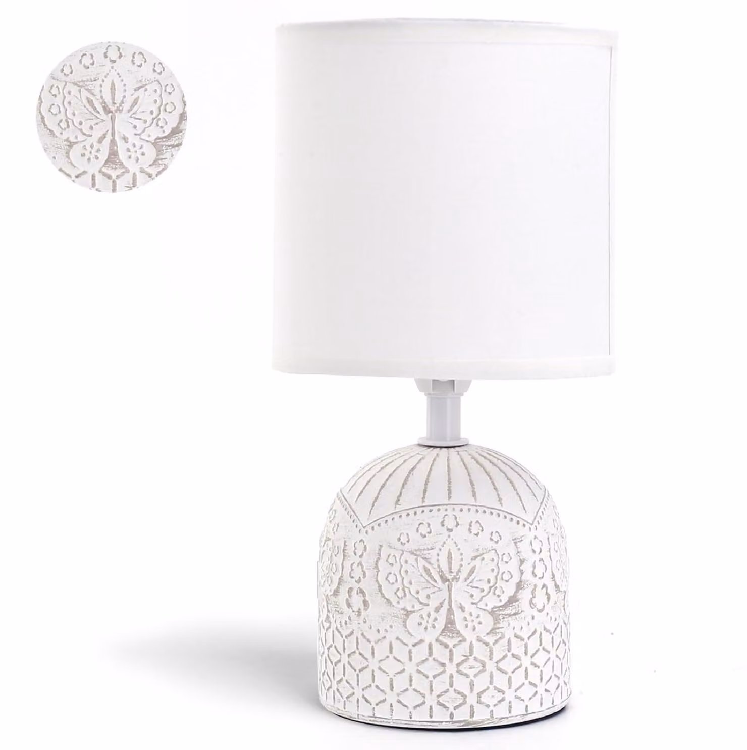 Lampada da tavolo Aigostar, lampada da comodino in Vetroceramica, lampada per tavolino, lampada da notte, paralume in tessuto, attacco E14, stile vintage, retrò, divertente