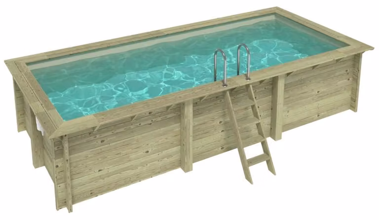 Piscina in legno AQUA 6.1 x 2.85 - H.1.31 m, sabbia, Su telaio - senza cementazione