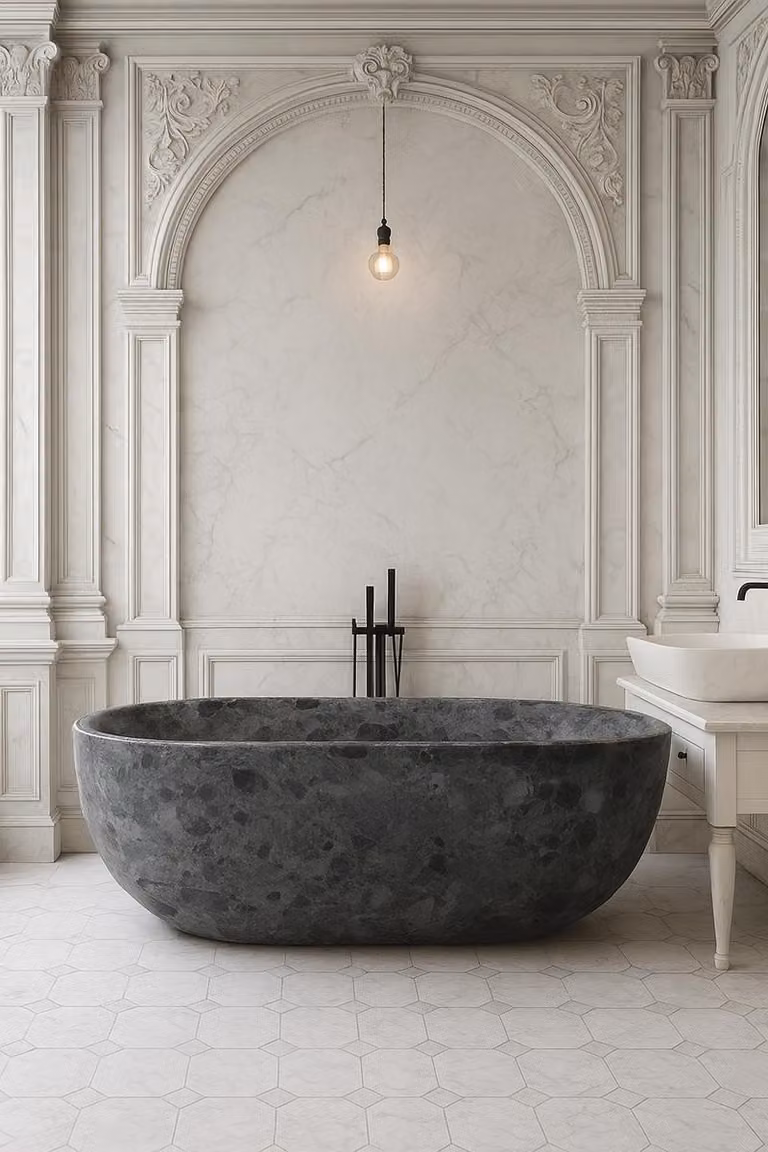 Casa Padrino Vasca da bagno freestanding in marmo antracite 178 cm
