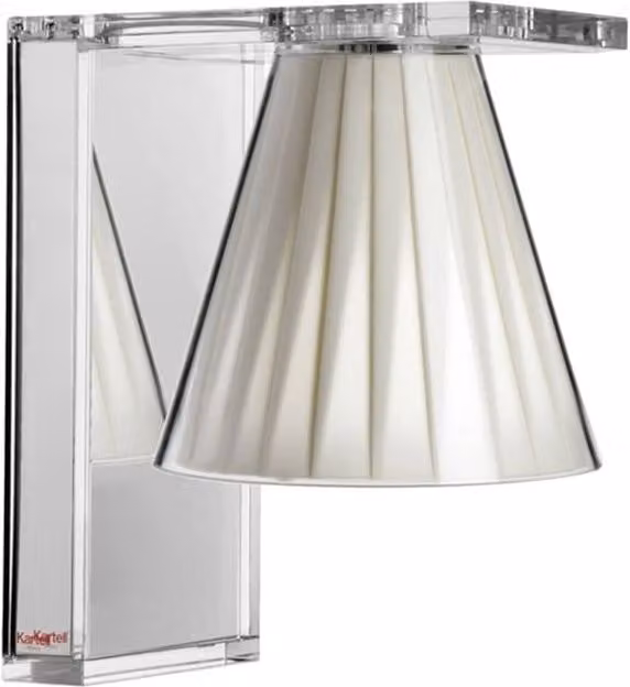 Applique Kartell Light-Air in tessuto e metallo bianca e trasparente con luce LED calda