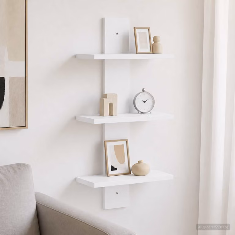 Scaffale da parete moderno vidaXL Bianco in MDF L 30 cm, P 13,5 cm, H 64,5 cm
