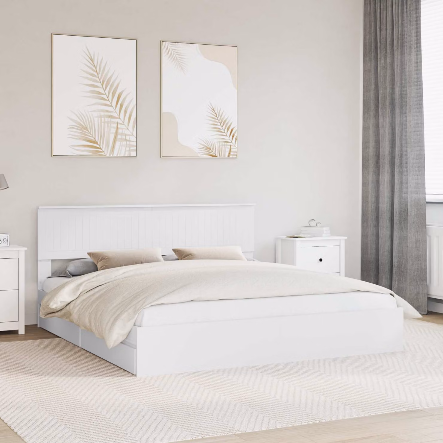 Letto con contenitore vidaXL in legno ingegnerizzato bianco, L 180 x P 200 cm