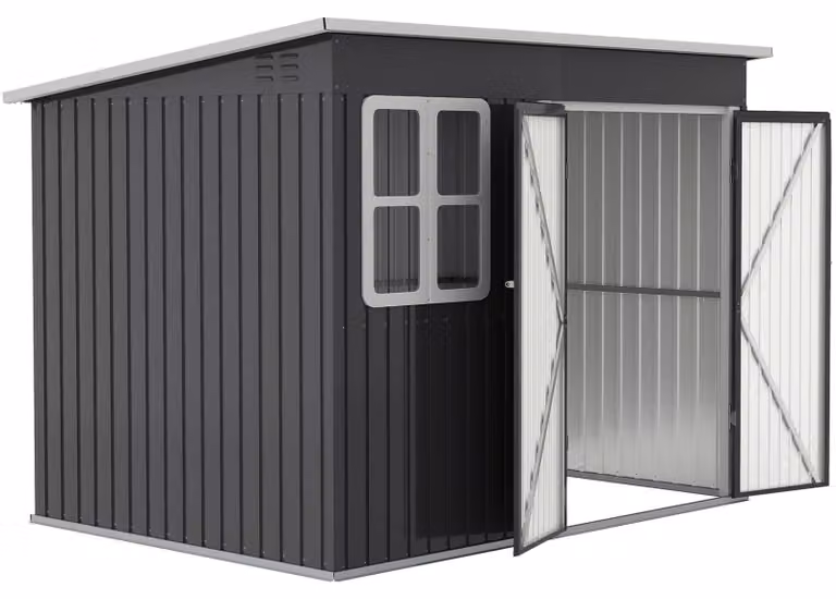 Casetta da giardino Outsunny, con finestra, 260 x 177 x 190 cm, grigio scuro