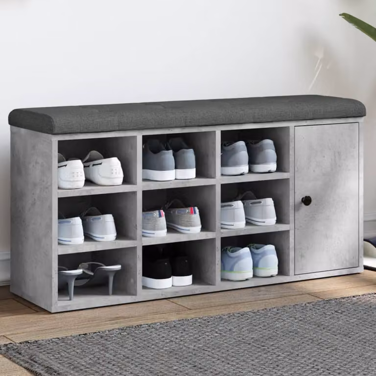 vidaXL Panca Porta Scarpe Moderna Grigia in Legno e MDF L: 110 cm, P: 32 cm, H: 50 cm