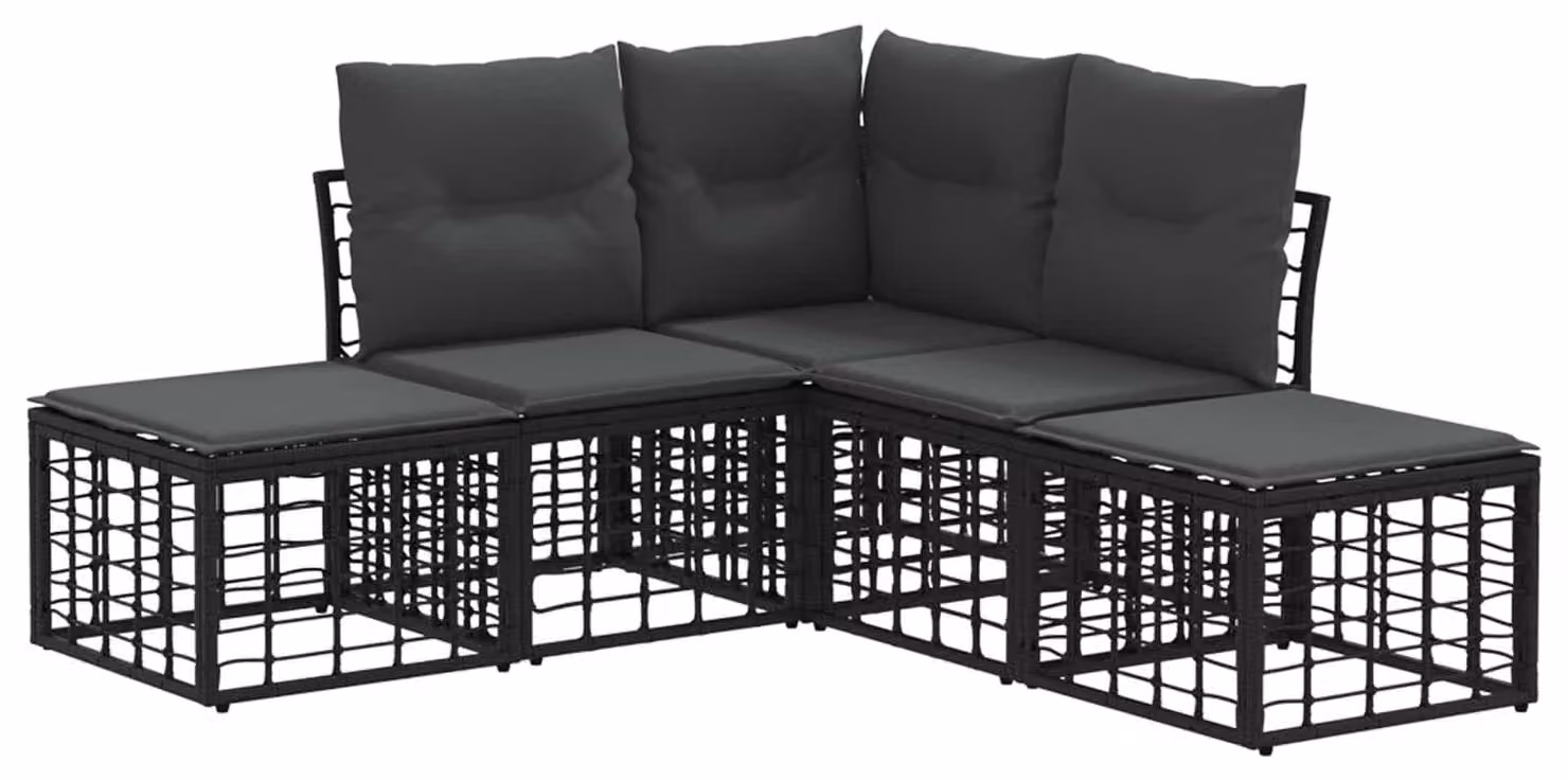 Set di divani da esterno Nero Poliestere