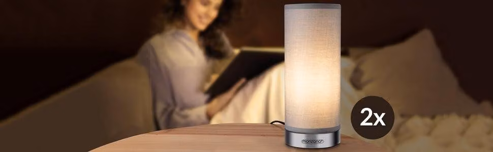 Lampada da tavolo touch, set da 2, dimmerabile, lampadine LED incluse