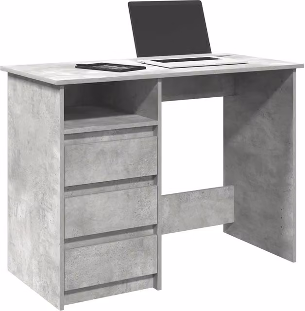 Scrivania moderna vidaXL in legno composito grigia L: 102 cm, P: 50 cm, H: 75 cm