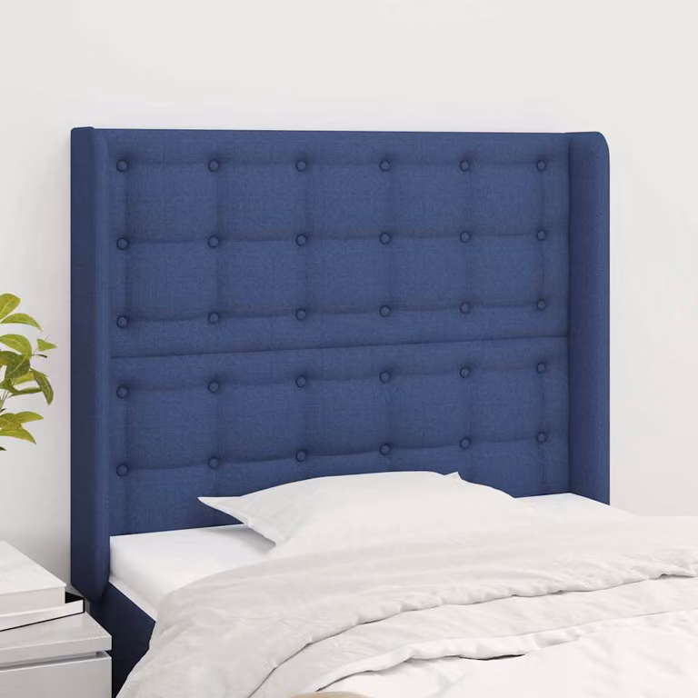 Testiera ad orecchio vidaXL in tessuto blu con struttura in legno