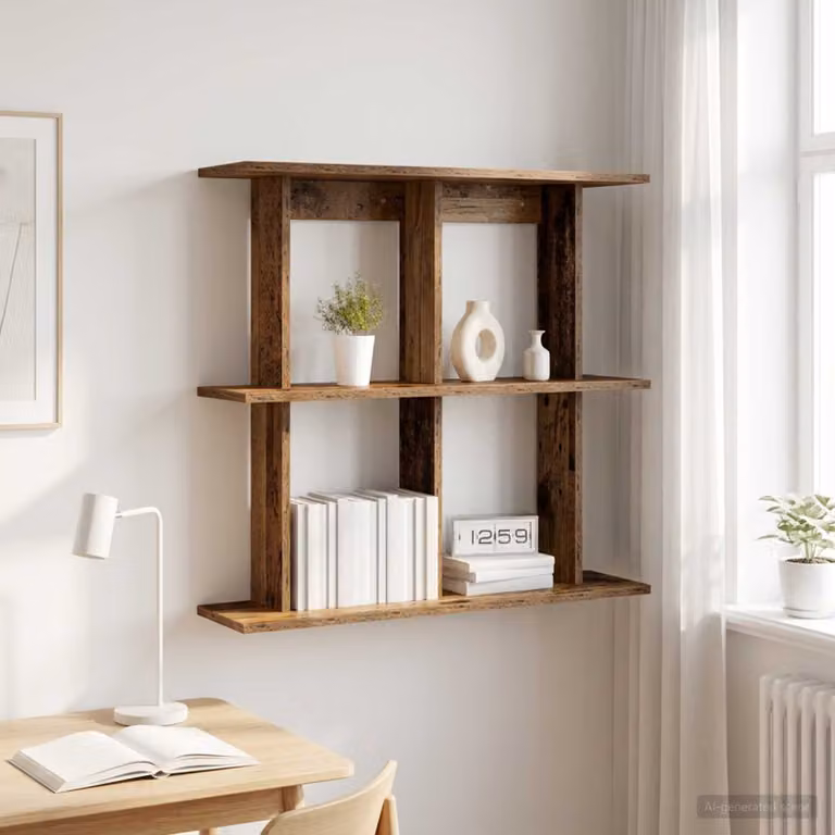 Scaffale da parete moderno vidaXL in legno color marrone L: 100 cm, P: 20 cm, H: 75 cm