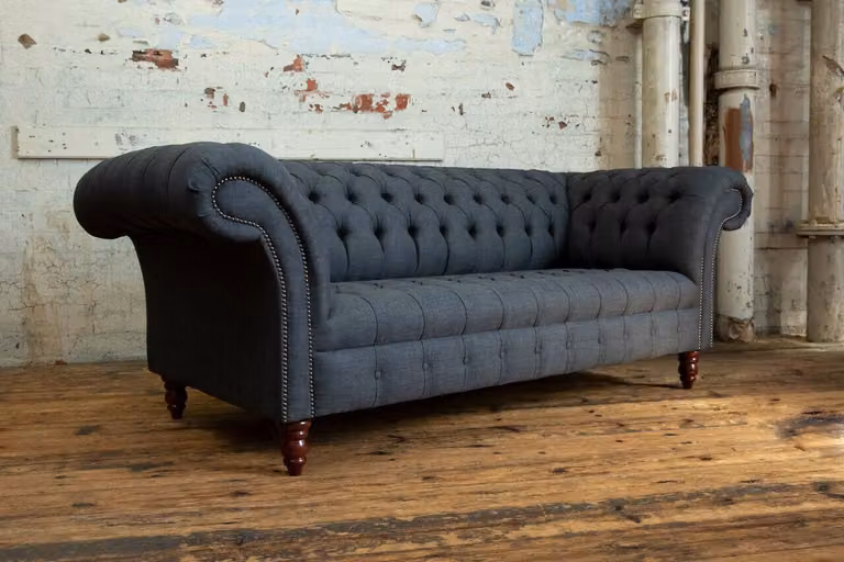 Chesterfield Schwarz Couch Sofa Polster 3 Sitzer Couchen Sitz Garnitur Sofas