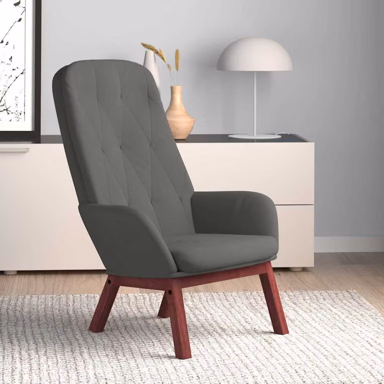 Sedia Relax vidaXL in Velluto Grigio con Braccioli
