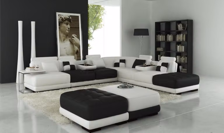 Ledersofa Couch Wohnlandschaft Ecksofa Eck Garnitur Design Modern Sofa A1147