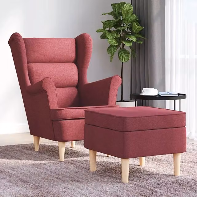 Poltrona relax con poggiapiedi vidaXL in tessuto rosso per soggiorno e camera da letto – 1