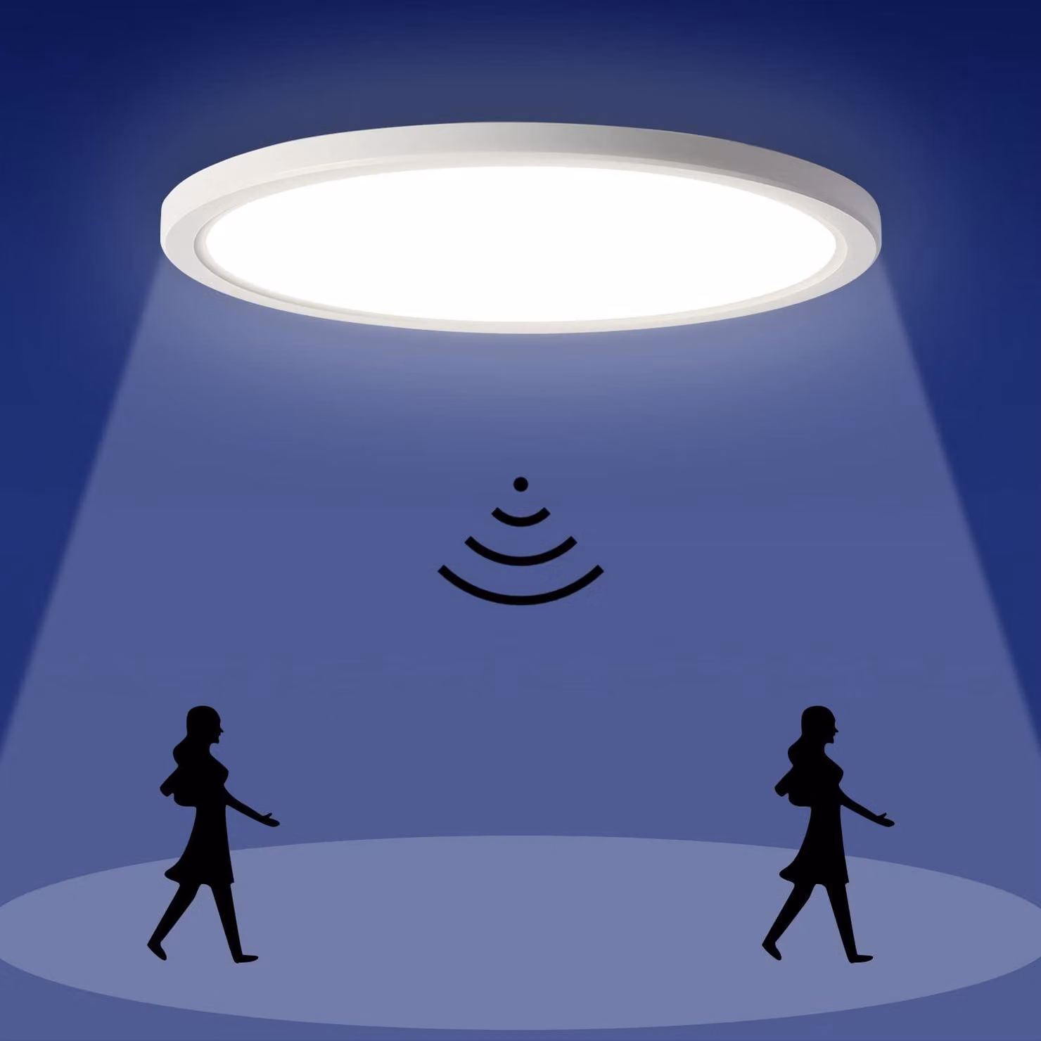 Plafoniera a LED con sensore di movimento, 18W, 1800 lumen, grado di protezione IP44, colore bianco, diametro 22 cm