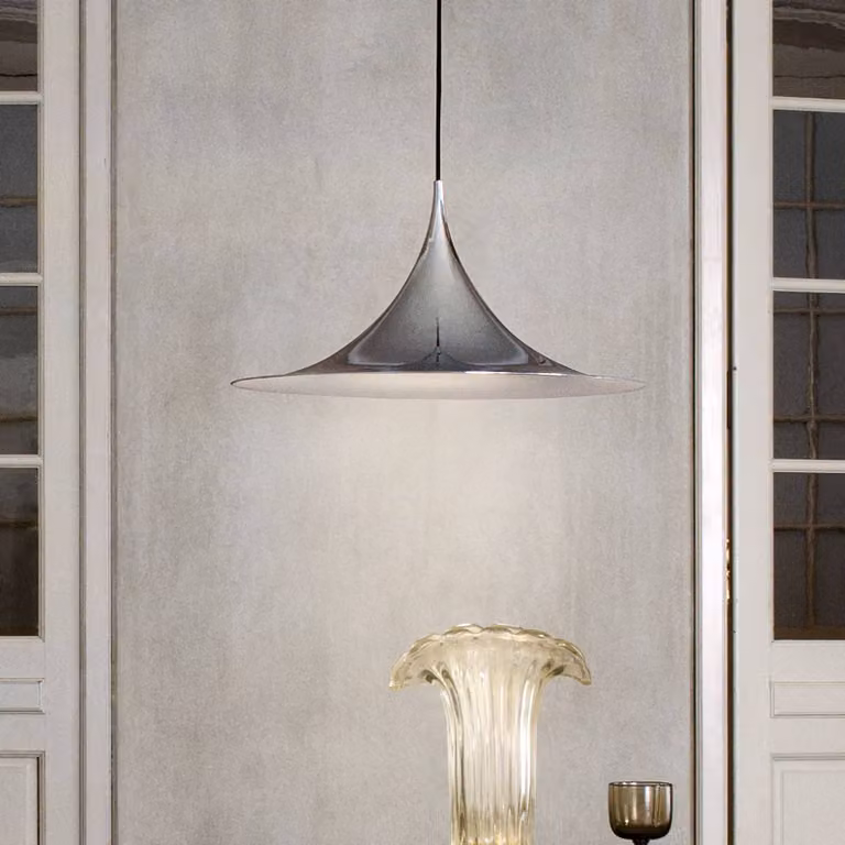 GUBI Lampada a sospensione Semi, dimmerabile, Cromo / Argento, Soggiorno / Sala da pranzo, Metallo, Design, Lampada a sospensione