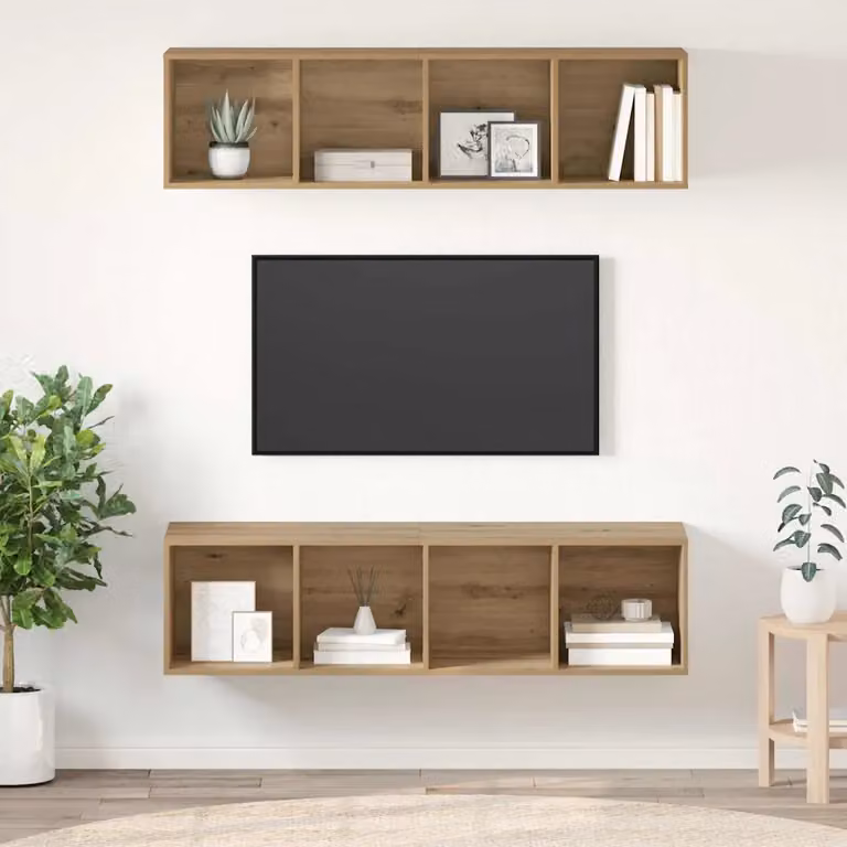 Set di 2 mobili TV moderni vidaXL in legno ingegnerizzato color rovere marrone opaco L/P/H: 37 x 37 x 142,5 cm