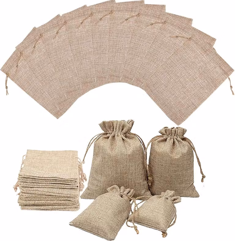 Sacchetto di iuta con coulisse - 20 x 30 cm - per riporre gioielli, cosmetici, piccoli regali e altro ancora