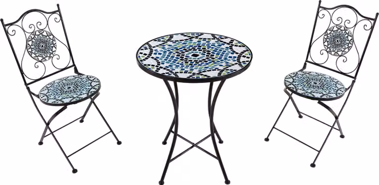 AXI Amélie Set Bistrot da Balcone, 2 Sedie 1 Tavolo, Set Bistrò Veranda Mosaico Diversi colori - Set Bistro da Giardino, Tavolo Bistro a Mosaico per Giardino/Balcone/Terrazza